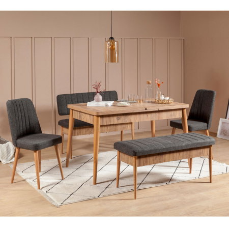 Mese si Scaune - Set masa extensibila si scaune VINA, 5 piese, 165x80x75 cm