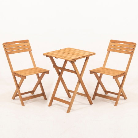 Seturi Masa si Scaune Gradina - Set masuta si 2 scaune gradina MY001A, 3 piese, crem + natural, 50x50x72 cm