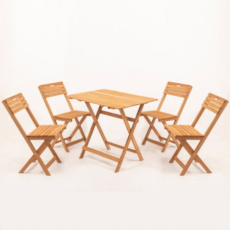 Seturi Masa si Scaune Gradina - Set masuta si 4 scaune gradina MY004A, 5 piese, crem + natural, 80x60x72 cm
