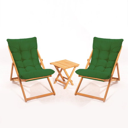 Set masuta si scaune gradina MY005, 3 piese, verde + natural, 59x44x90 cm