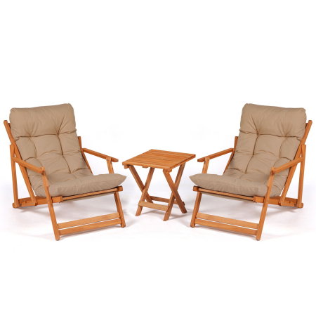 Set masuta si scaune gradina MY007, 3 piese, maro + natural, 50x50x81 cm