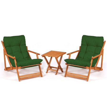 Set masuta si scaune gradina MY007, 3 piese, verde + natural, 50x50x81 cm