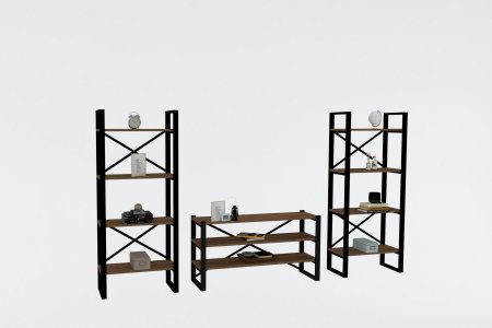 Comode TV - Set mobila TV si biblioteca EGZOTIK, 3 piese, 120x32x58,5 cm