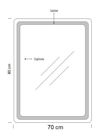 Set Baza front MDF cu Lavoar si Oglinda cu iluminare LED, seria 009, suspendata, cu sertare, 70 cm, alb [11]