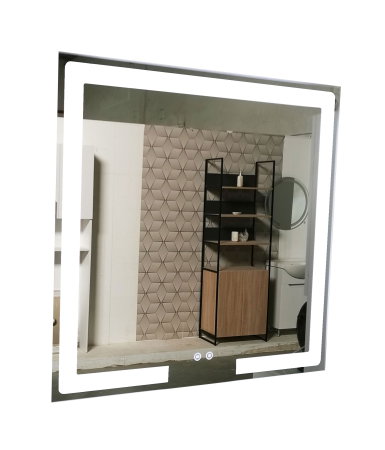 Set Baza front MDF cu Lavoar si Oglinda cu iluminare LED, seria 009, suspendata, cu sertare, 80 cm, alb [9]