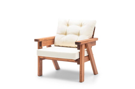 Terasa - Set mobilier de gradina cu masuta ABANT 3+1+1, 4 piese, crem + nuc, 161x80x88 cm