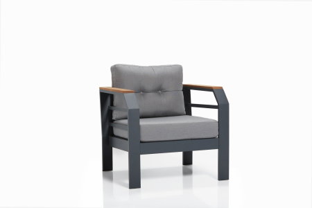 Terasa - Set mobilier de gradina cu masuta ASSENTO 2+1+1+S, 4 piese, gri + negru, 137x67x77 cm