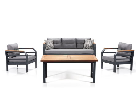 Set mobilier de gradina cu masuta ASSENTO 3+1+1+M, 4 piese, gri, 150x75x90 cm