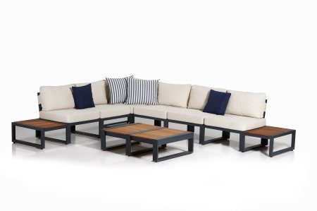 Set mobilier de gradina cu masuta LAPUARTA 1, antracit + crem, 340x264x85 cm