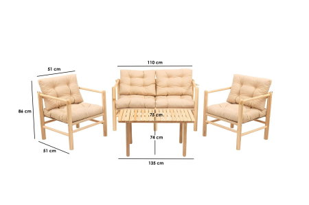 Set masa si scaune gradina MY028, 4 piese, 135x75x74 cm [7]