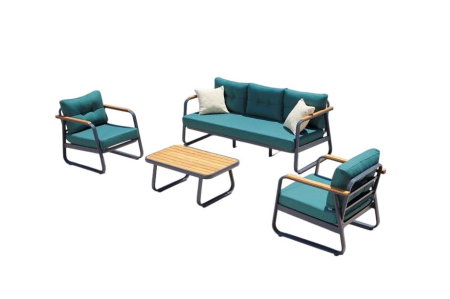 Set mobilier de gradina cu masuta RIO, albastru petrol, 186x66x73 cm