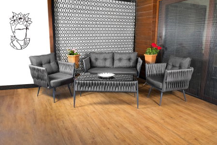 Terasa - Set mobilier de gradina cu masuta VIOLET, gri, 145x70x75 cm