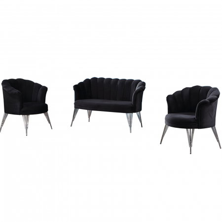 Livrare Porta - Set PAPATYA 2-1-1, canapea fixa 2 locuri, 2 fotolii fixe, negru - ExpoMob