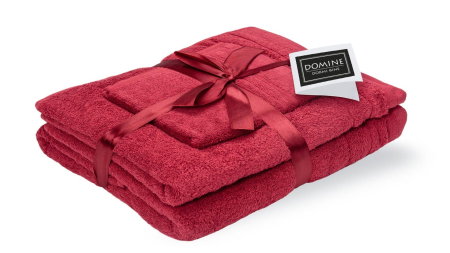 Expediere in 48 ore - Set prosoape bumbac Domine 600gsm de fata 50x90 cm + de corp 70x140 + de maini 30x50 cm, bordeaux