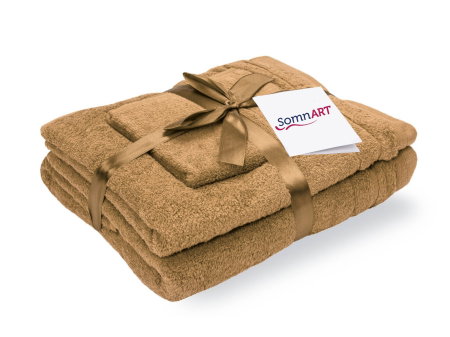 Articole Textile - Set prosoape bumbac Somnart, 600gsm, de fata 50x90 cm + de corp 70x140 + de maini 30x50 cm - bej