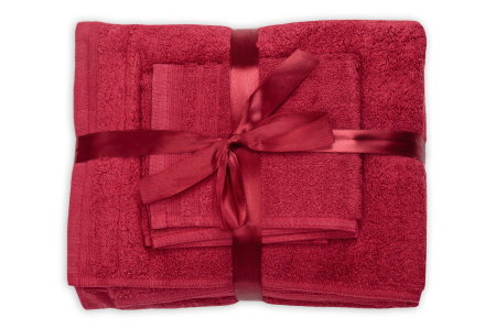 Expediere in 48 ore - Set prosoape bumbac Domine 600gsm de fata 50x90 cm + de corp 70x140 + de maini 30x50 cm, bordeaux