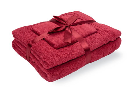 Expediere in 48 ore - Set prosoape bumbac Domine 600gsm de fata 50x90 cm + de corp 70x140 + de maini 30x50 cm, bordeaux