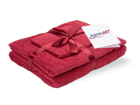 Articole Textile - Set prosoape bumbac Somnart, 600gsm, de fata 50x90 cm + de corp 70x140 + de maini 30x50 cm - bordeaux