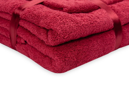 Expediere in 48 ore - Set prosoape bumbac Domine 600gsm de fata 50x90 cm + de corp 70x140 + de maini 30x50 cm, bordeaux