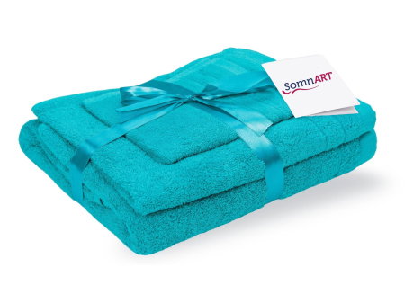 Articole Textile - Set prosoape bumbac Somnart 600gsm de fata 50x90 cm + de corp 70x140 + de maini 30x50 cm, turcoaz