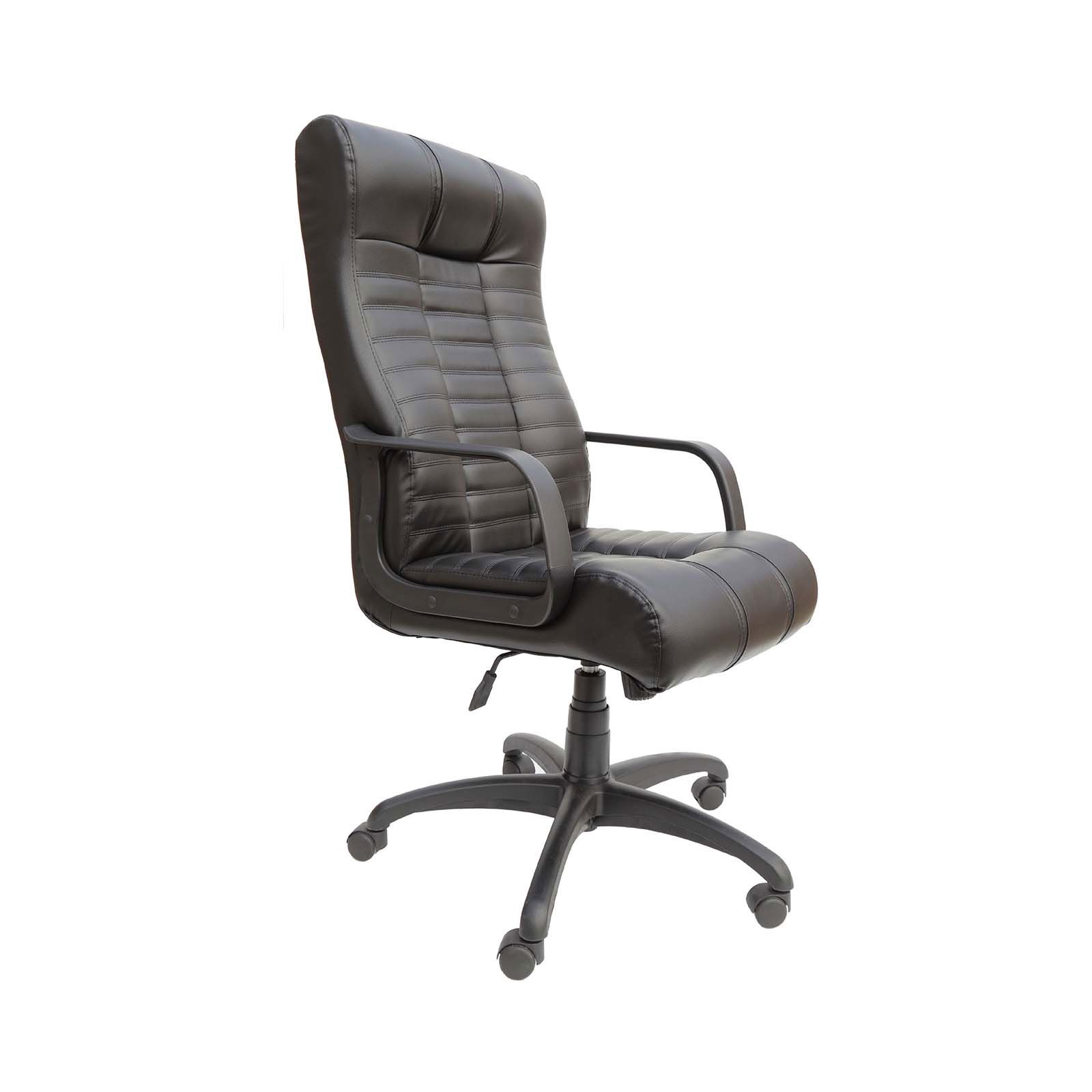 Scaun directorial ATLAS, imitatie piele, rotativ, reglabil pe inaltime, negru, 50x50x120 cm