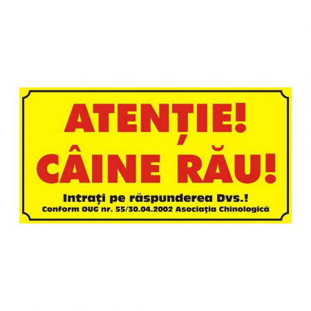 Animale de companie - Placuta caine rau 10/20 galbena