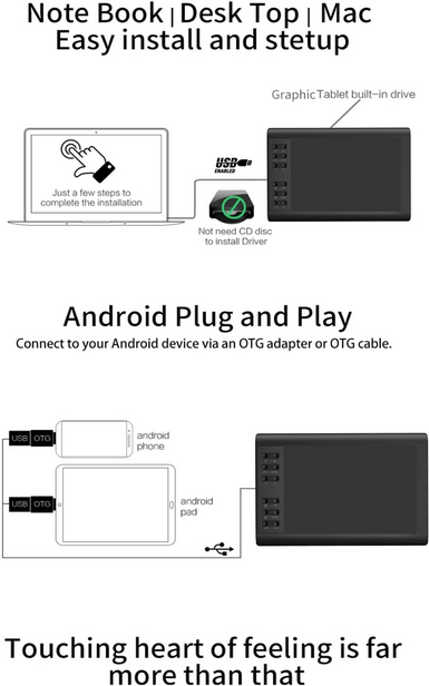 10moons G10 Tabletă cu stilou de 10 * 6 inci cu 12 taste Express și 10 taste media Tabletă grafică pentru desen cu 8192 de niveluri Stilo pasiv acceptat Android [6]