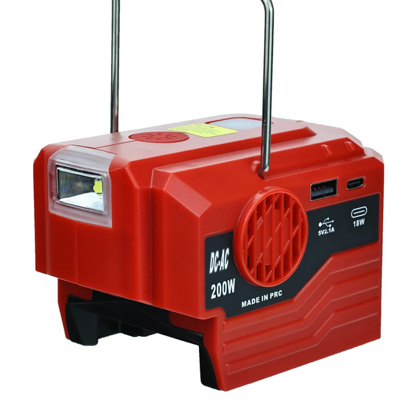 Invertor portabil de exterior de 200W pentru baterie Milwaukee 18V la AC 110V/220V Convertor USB Tpye-C Power Bank cu convertor de lumină [3]
