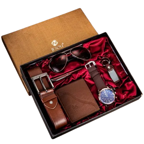6 buc / set cadou pentru bărbați, ceas, ochelari, breloc, portofel, curea si pix [1]