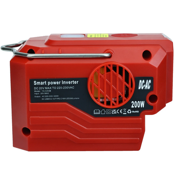 Invertor portabil de exterior de 200W pentru baterie Milwaukee 18V la AC 110V/220V Convertor USB Tpye-C Power Bank cu convertor de lumină [2]