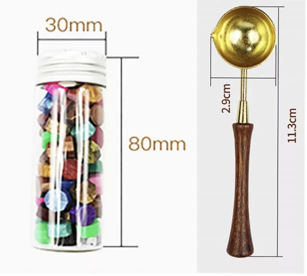 Set stampila + ceara + lingura in cutie de lemn gravat [4]