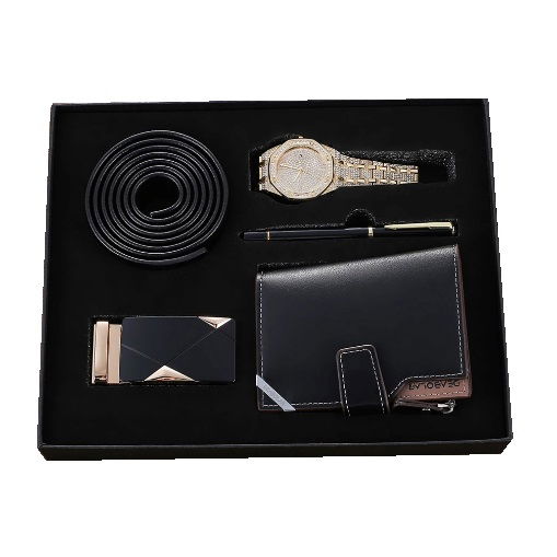 Set cadou pentru barbati 5 buc ceas luxury, curea de piele, catarama, portofel, pix [1]