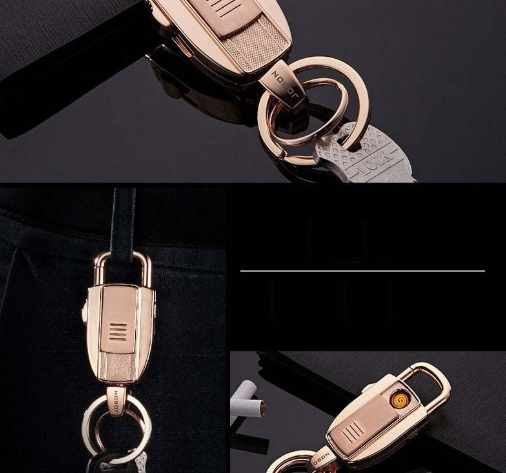 Breloc multifunctional tip bricheta cu incarcare usb, zinc roz prafuit [7]