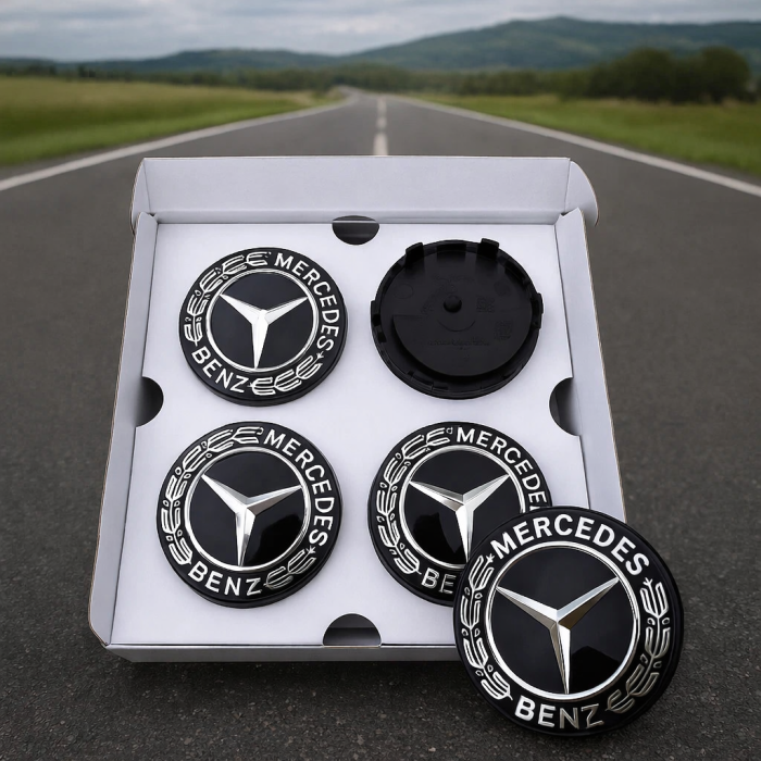Capace jante plutitoare Mercedes Flat 75mm Full Black [2]