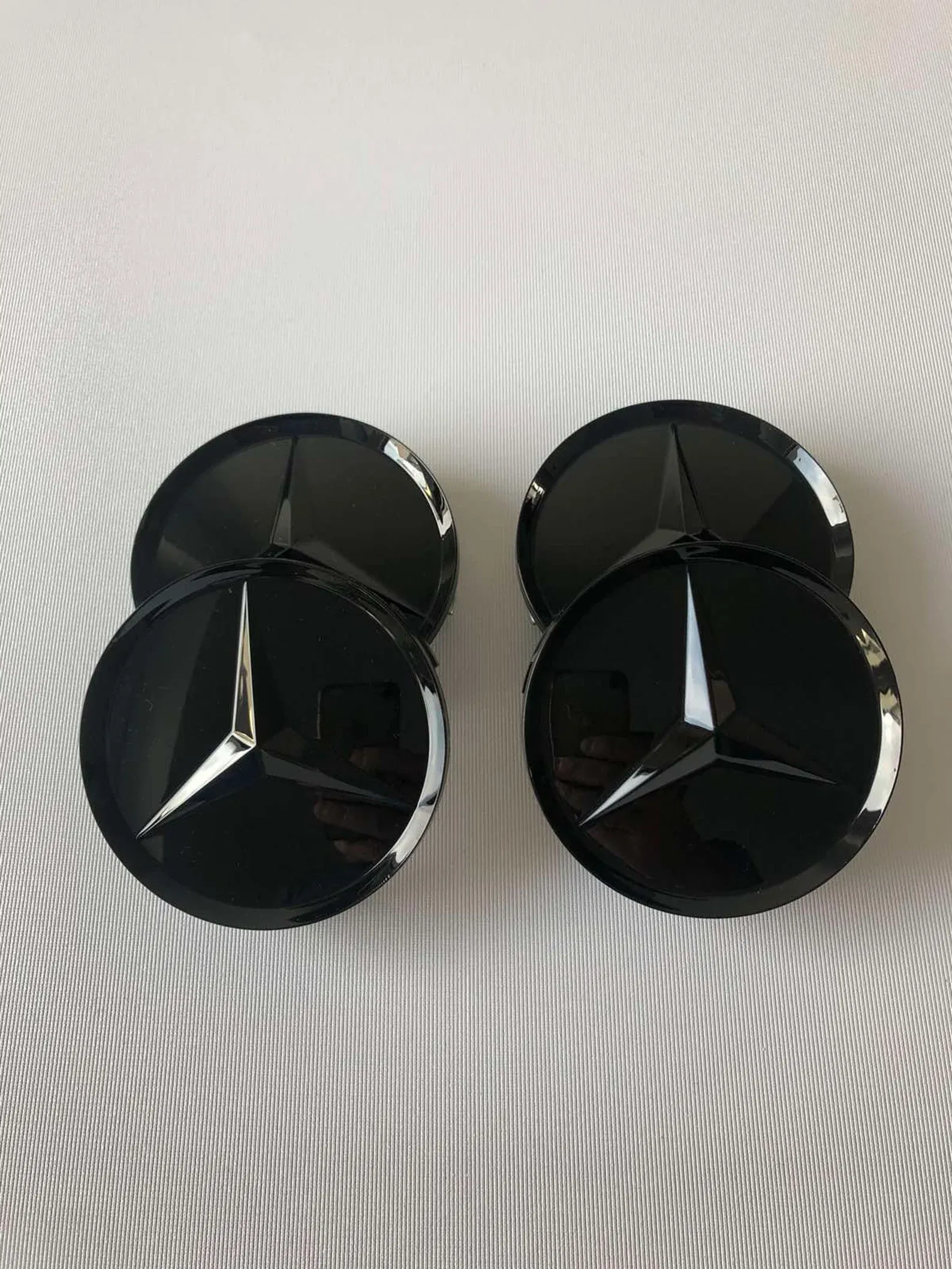 set 4 Capace jante aliaj Mercedes Benz 75mm negru lucios complet (inel prindere) [5]