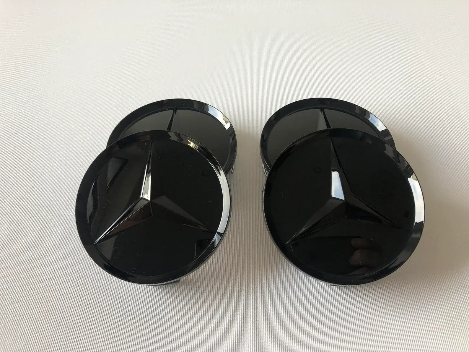 set 4 Capace jante aliaj Mercedes Benz 75mm negru lucios complet (inel prindere) [6]