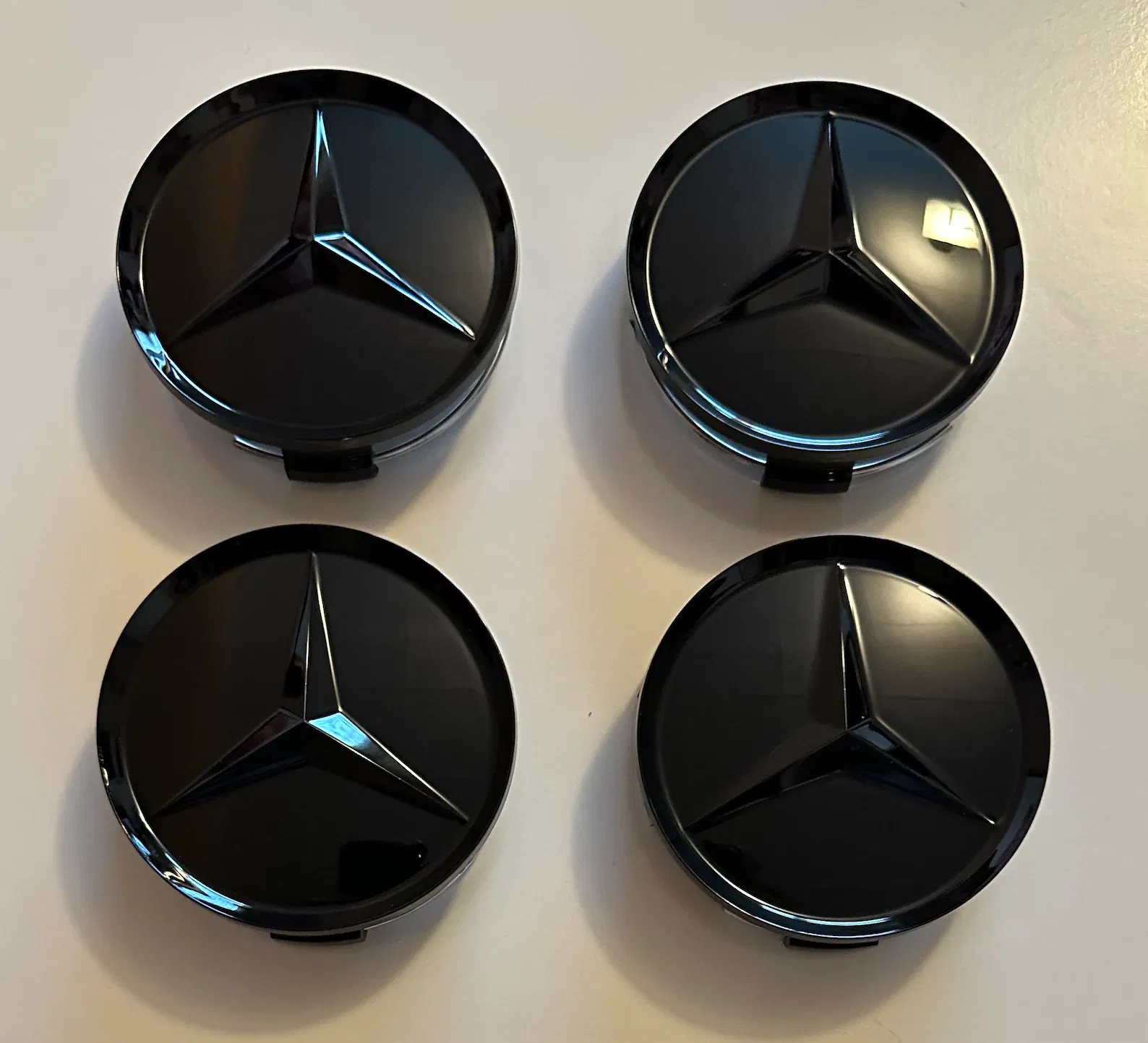 set 4 Capace jante aliaj Mercedes Benz 75mm negru lucios complet (inel prindere) [2]