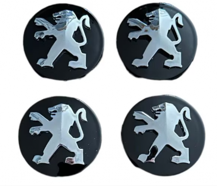Set 4 Capace Peugeot 60mm black silver din plastic pentru jante aliaj [1]
