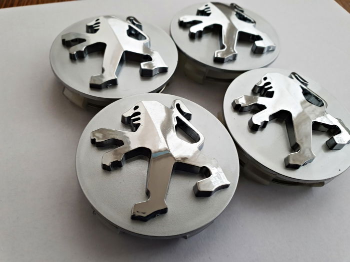 Set 4 Capace Peugeot 60mm black silver din plastic pentru jante aliaj [2]