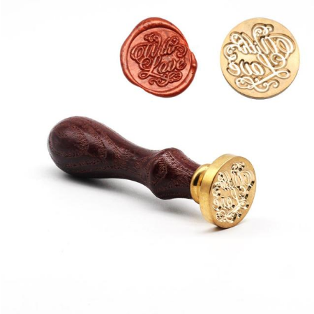 Set Sigiliu de alama, Stampila ceara cu maner lemn - diferite modele [1]