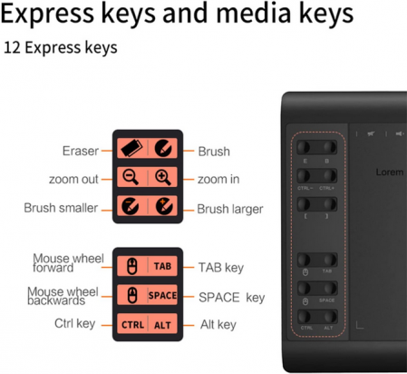 10moons G10 Tabletă cu stilou de 10 * 6 inci cu 12 taste Express și 10 taste media Tabletă grafică pentru desen cu 8192 de niveluri Stilo pasiv acceptat Android [2]
