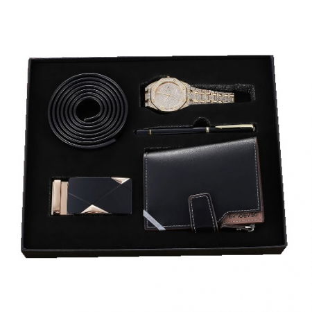Aparate premium - Set cadou pentru barbati 5 buc ceas luxury, curea de piele, catarama, portofel, pix