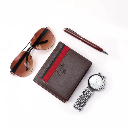 Set cadou pentru barbati 4 buc: ceas, portofel, pix, ochelari [1]