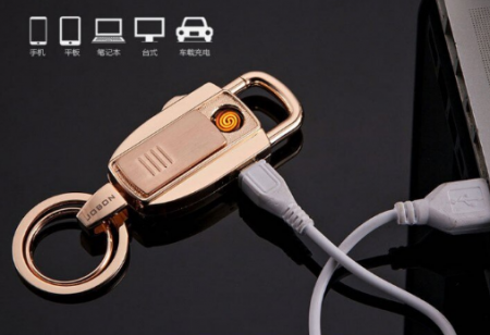 Breloc multifunctional tip bricheta cu incarcare usb, zinc roz prafuit [4]