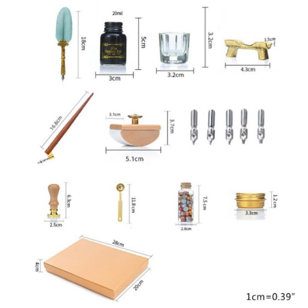 Set Stilou retro pentru caligrafie, pluma, pen, cu penite, ceara, sigiliu, suport pentru timbru, cadou [2]