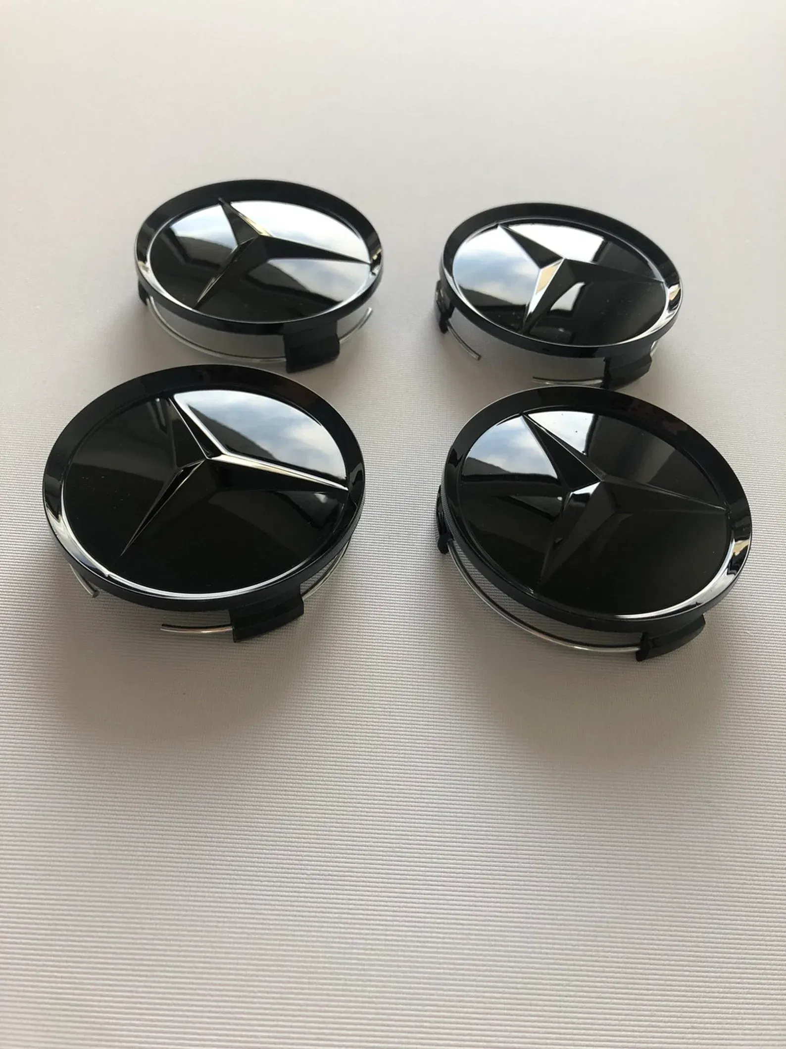 set 4 Capace jante aliaj Mercedes Benz 75mm negru lucios complet (inel prindere) [8]