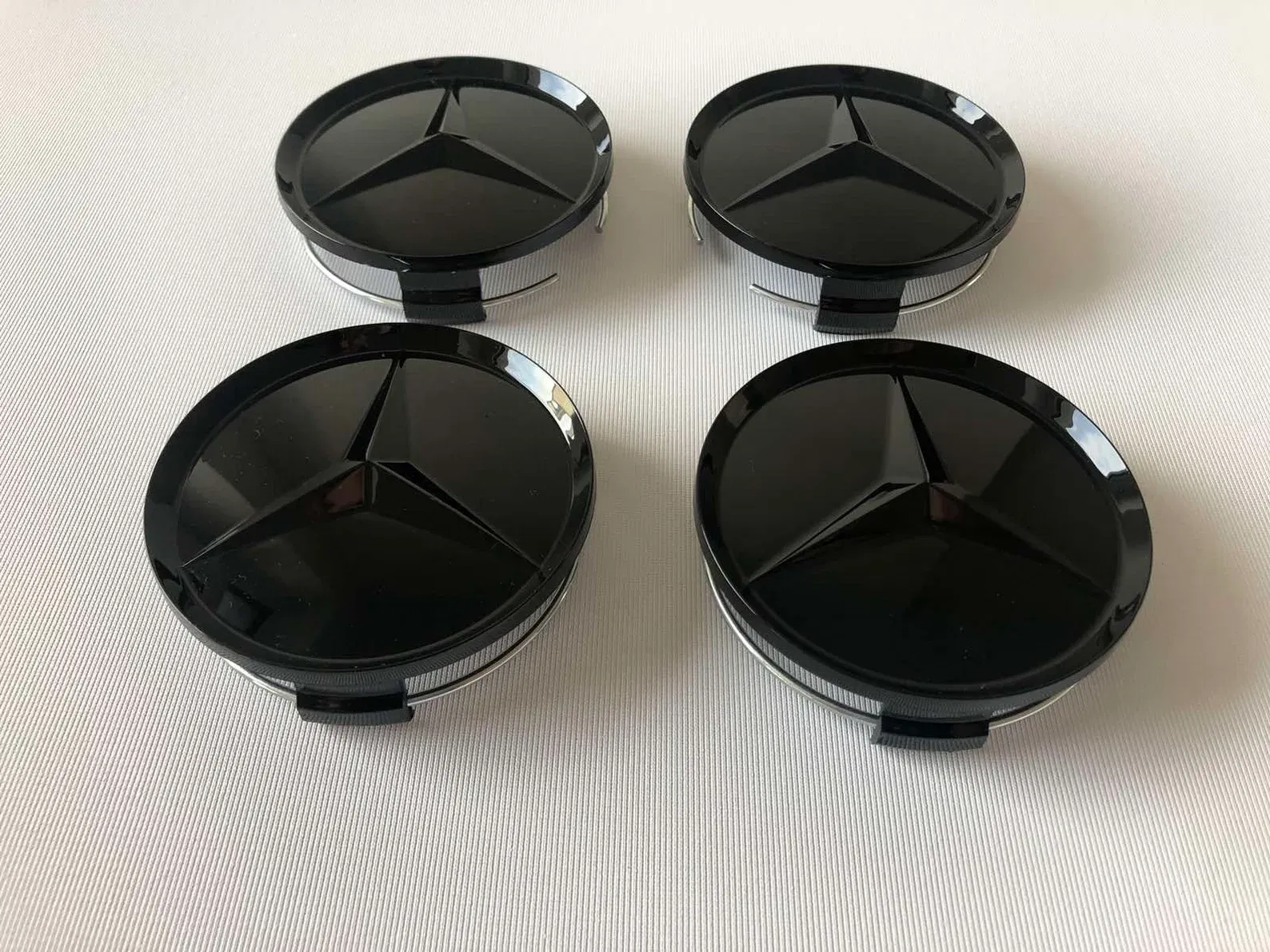 set 4 Capace jante aliaj Mercedes Benz 75mm negru lucios complet (inel prindere) [9]