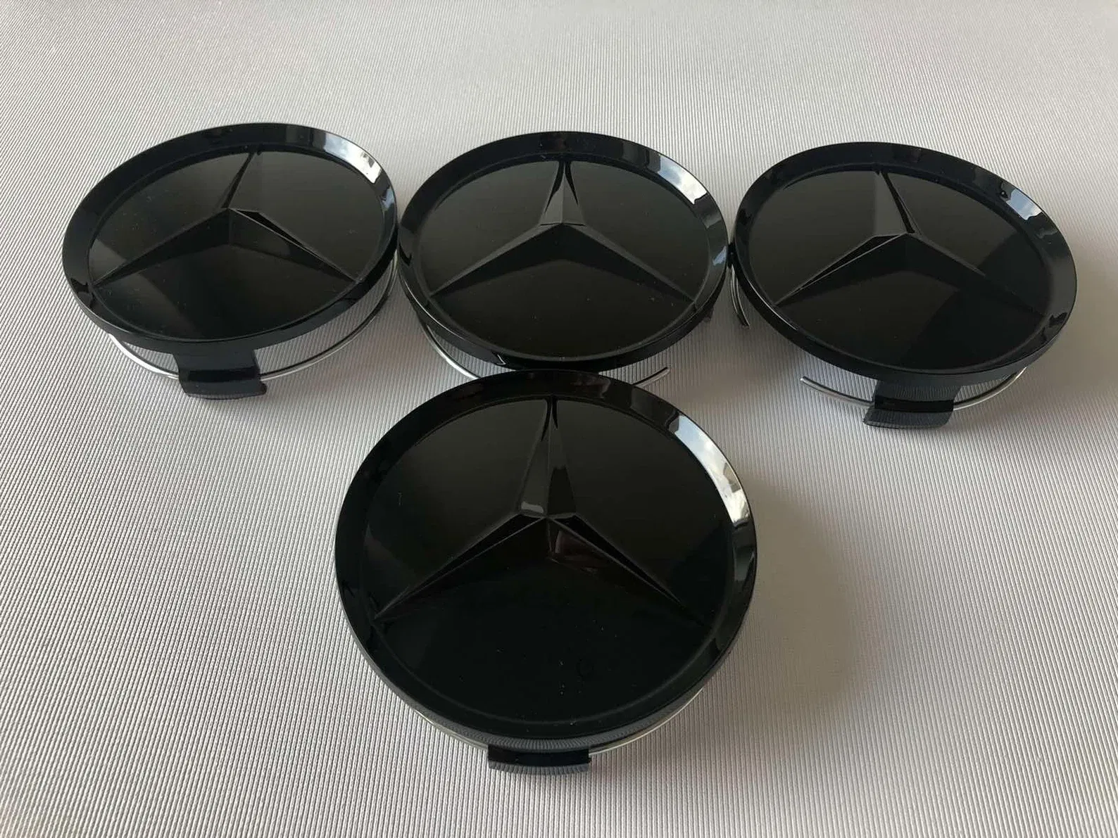 set 4 Capace jante aliaj Mercedes Benz 75mm negru lucios complet (inel prindere) [7]