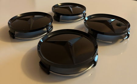 set 4 Capace jante aliaj Mercedes Benz 75mm negru lucios complet (inel prindere) [2]