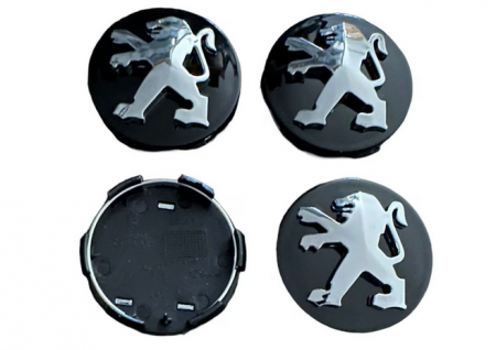 Set 4 Capace Peugeot 60mm black silver din plastic pentru jante aliaj [1]